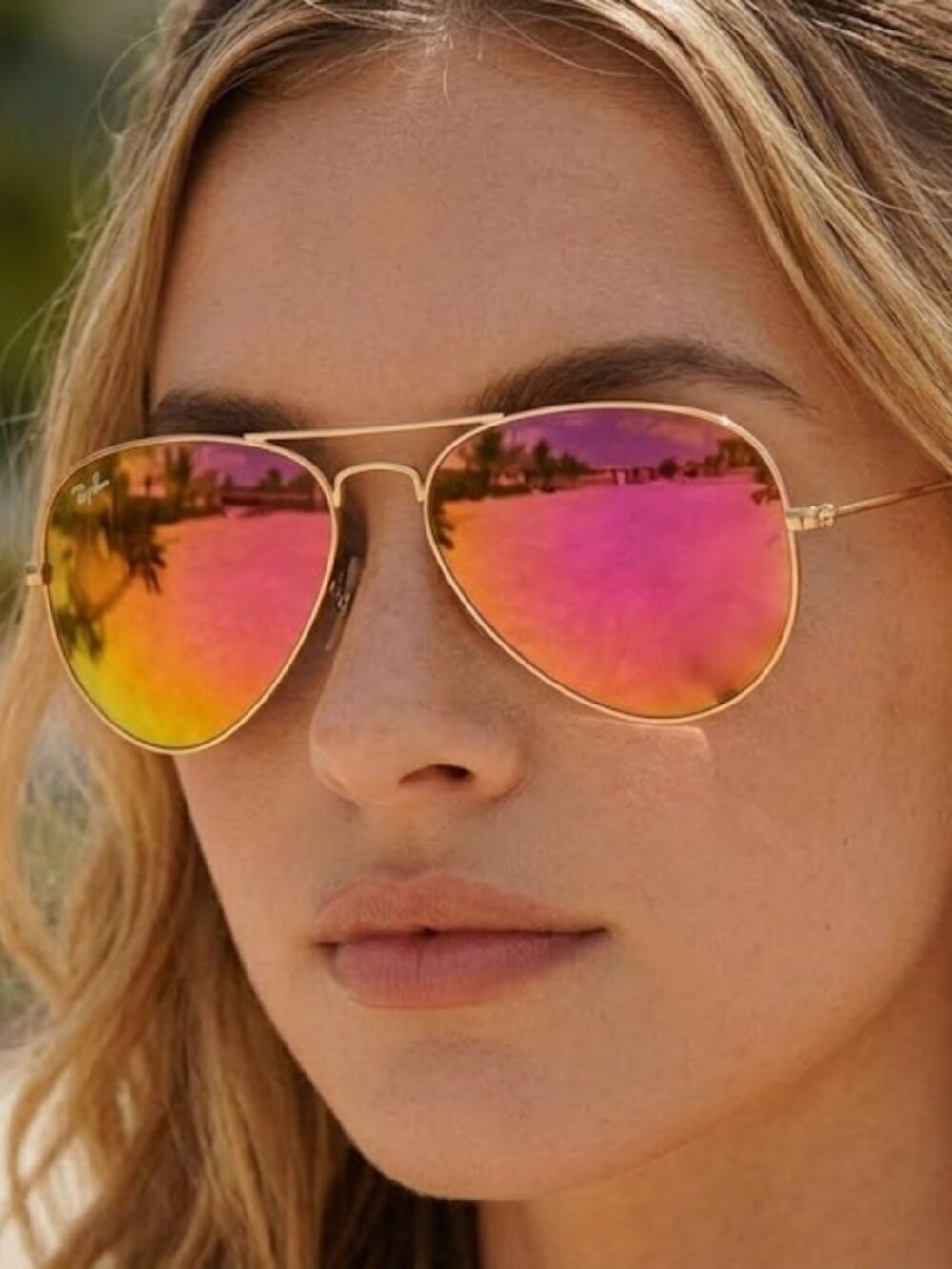 Ray-Ban RB3025 Aviator Sunglasses 112/4T Gold/Pink Flash Lens